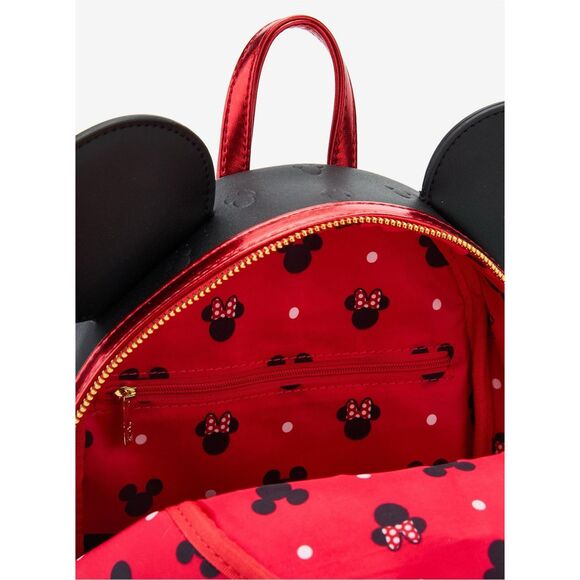 Loungefly Disney Minnie Mouse Metallic Red Bow Ears Mini Backpack - Picture 5 of 5